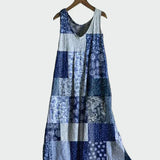 Augustė – Mėlyno patchwork rašto suknelė