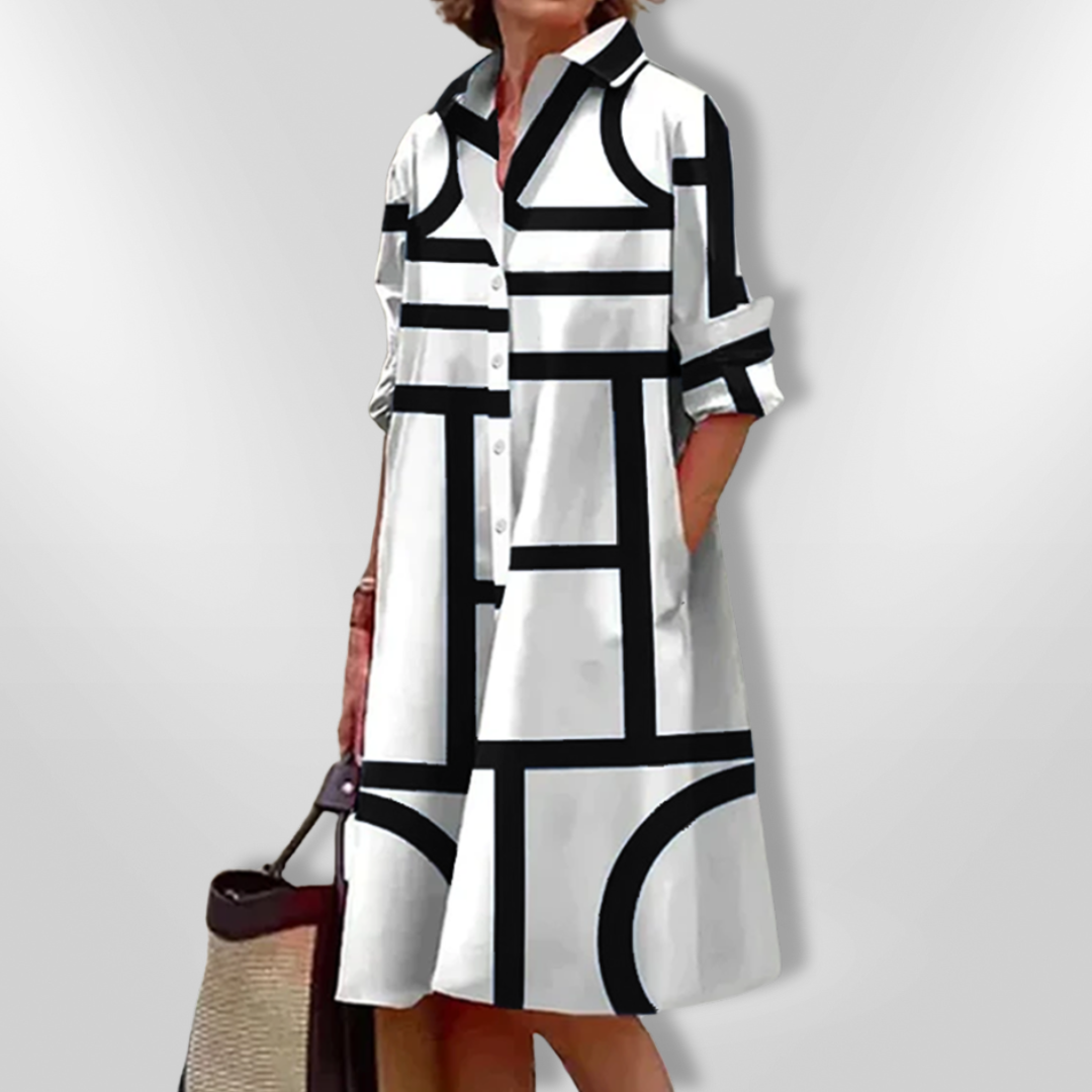 Elvyra – Geometrinė midi suknelė
