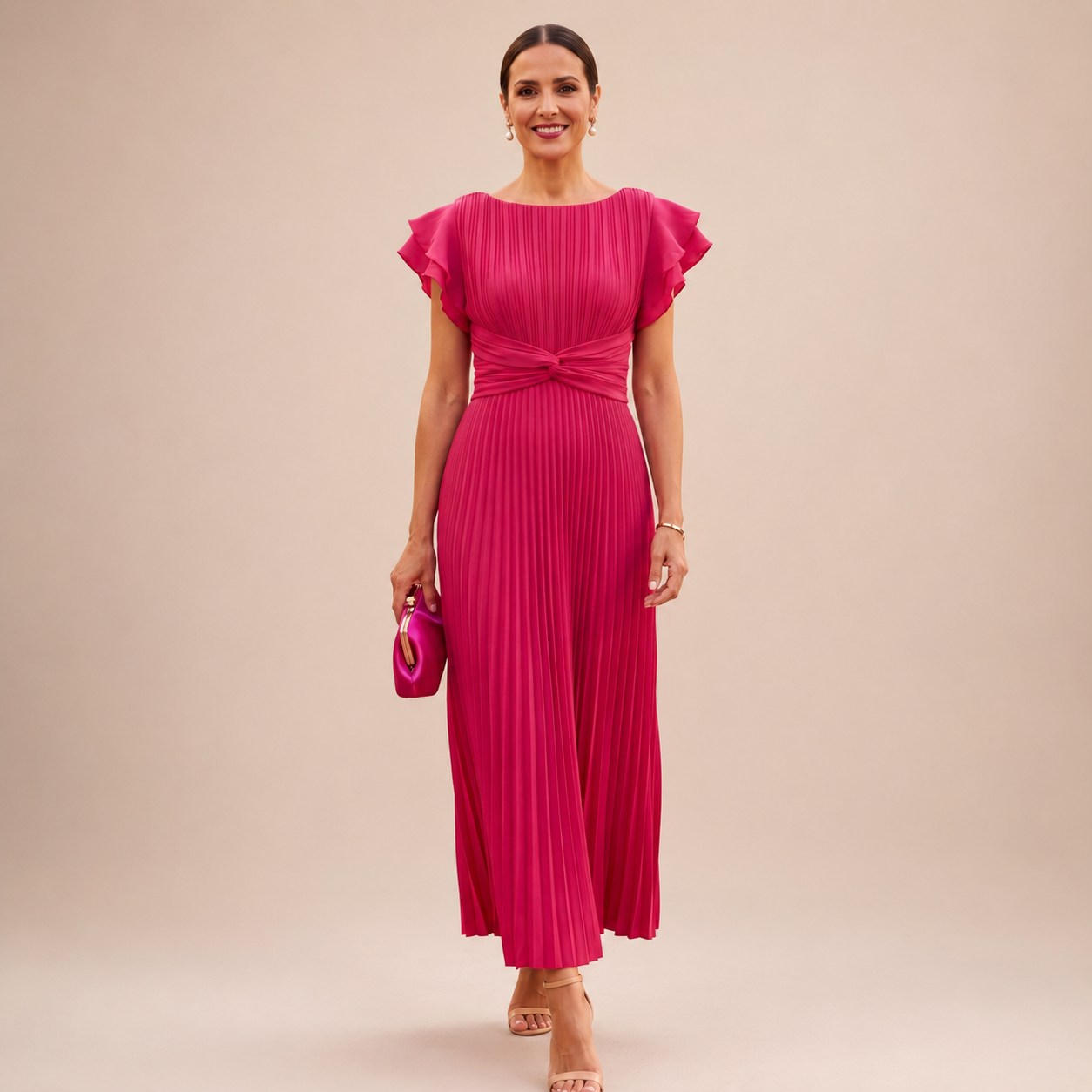 Sarma – Eleganta plisēta maxi kleita ar savērptu vidukli