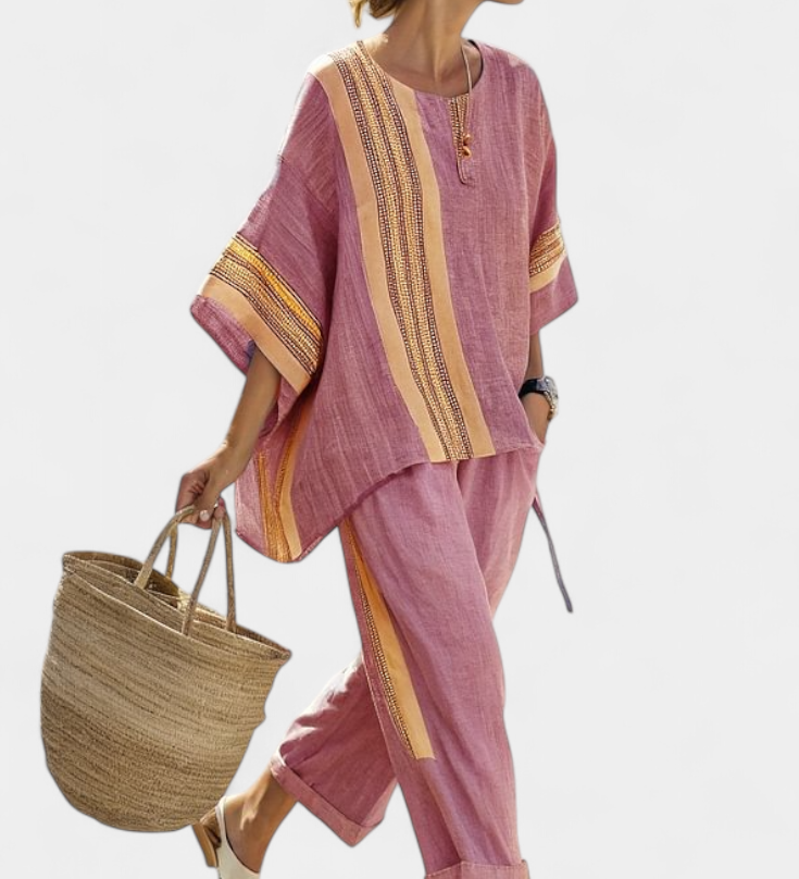 Dalia – Boho stiliaus lino ir bambuko komplektas