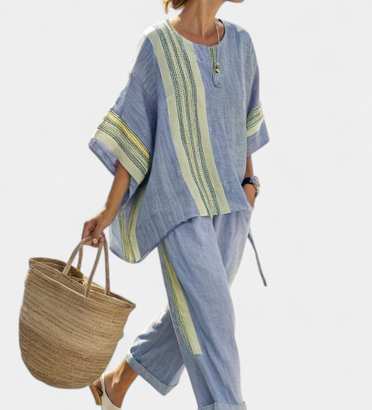 Dalia – Boho stiliaus lino ir bambuko komplektas